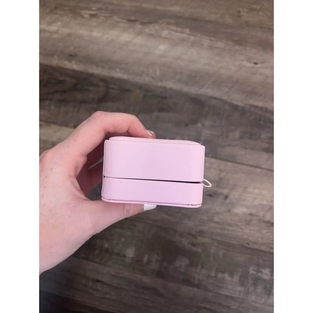 Pink Faux Leather Square Jewelry Box Ring Case, Lined, Holds 1 Piece